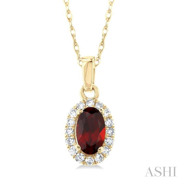 ASHI Oval Shape Gemstone & Halo Diamond Pendant 58699PPTSPDGTYG-OV