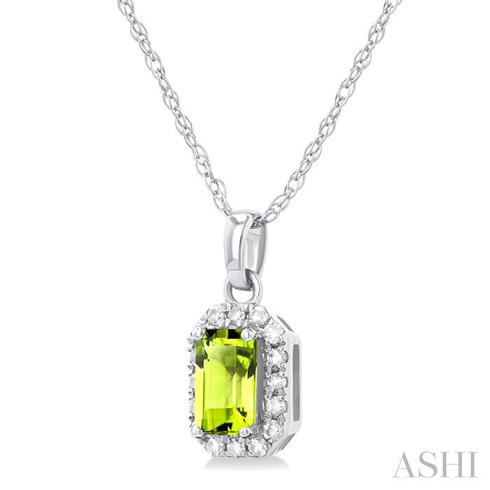 ASHI Emerald Shape Gemstone & Halo Diamond Pendant 58699PPTSPDPEWG-OC