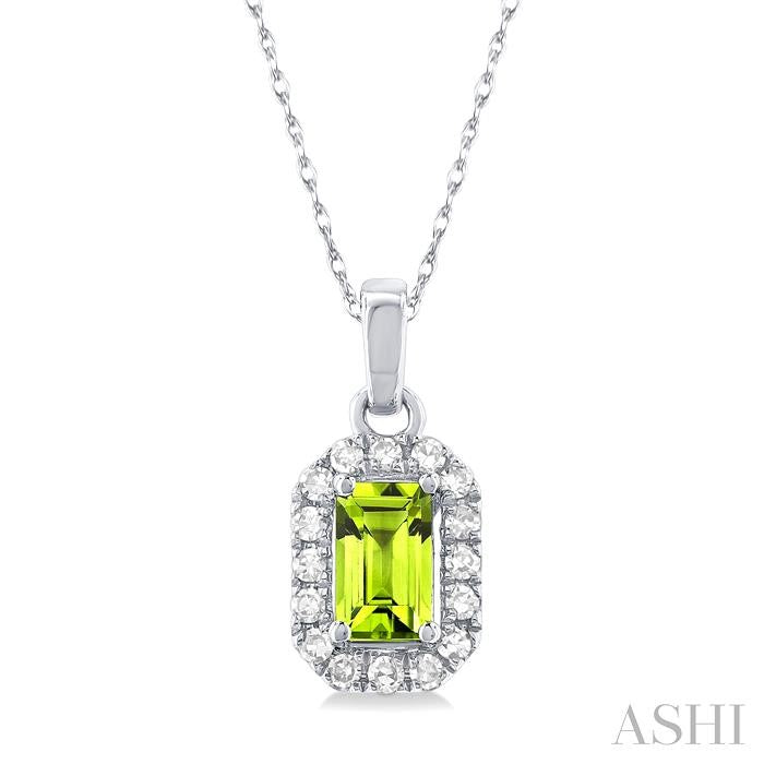 ASHI Emerald Shape Gemstone & Halo Diamond Pendant 58699PPTSPDPEWG-OC