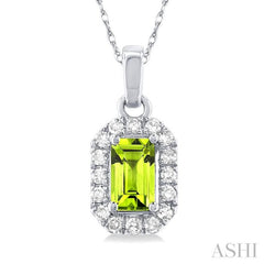 ASHI Emerald Shape Gemstone & Halo Diamond Pendant 58699PPTSPDPEWG-OC