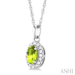 ASHI Oval Shape Gemstone & Halo Diamond Pendant 58699PPTSPDPEWG-OV
