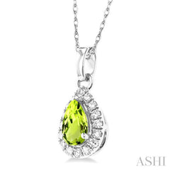 ASHI Pear Shape Gemstone & Halo Diamond Pendant 58699PPTSPDPEWG-PR