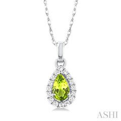 ASHI Pear Shape Gemstone & Halo Diamond Pendant 58699PPTSPDPEWG-PR