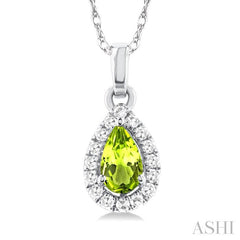 ASHI Pear Shape Gemstone & Halo Diamond Pendant 58699PPTSPDPEWG-PR