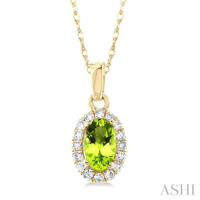 ASHI Oval Shape Gemstone & Halo Diamond Pendant 58699PPTSPDPEYG-OV