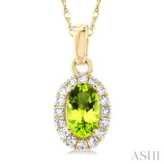 ASHI Oval Shape Gemstone & Halo Diamond Pendant 58699PPTSPDPEYG-OV