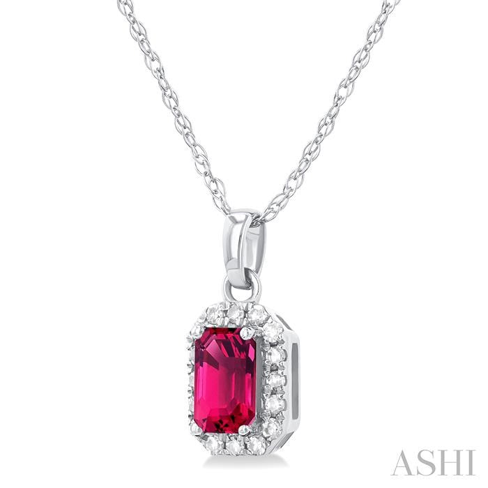 ASHI Emerald Shape Gemstone & Halo Diamond Pendant 58699PPTSPDPTWG-OC