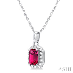 ASHI Emerald Shape Gemstone & Halo Diamond Pendant 58699PPTSPDPTWG-OC