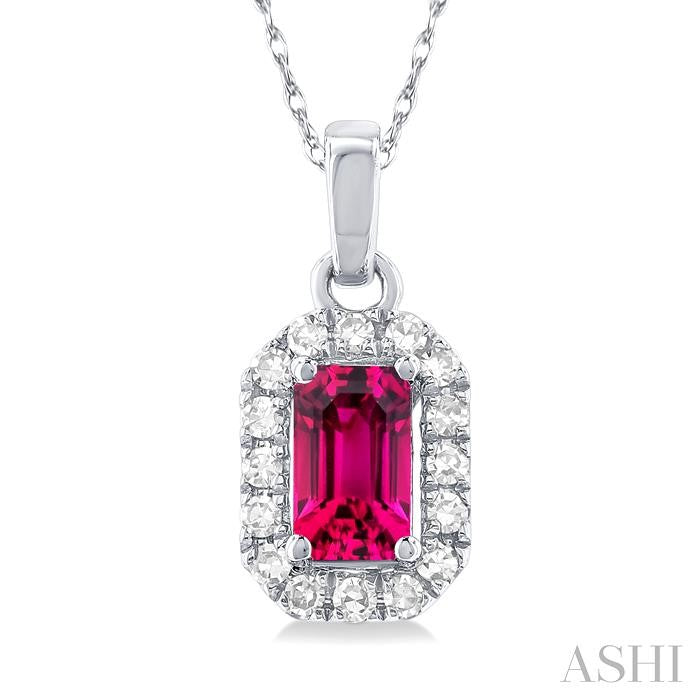 ASHI Emerald Shape Gemstone & Halo Diamond Pendant 58699PPTSPDPTWG-OC