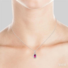 ASHI Oval Shape Gemstone & Halo Diamond Pendant 58699PPTSPDPTWG-OV