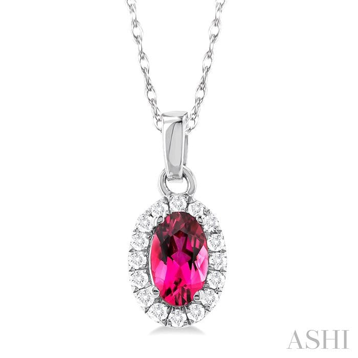 ASHI Oval Shape Gemstone & Halo Diamond Pendant 58699PPTSPDPTWG-OV
