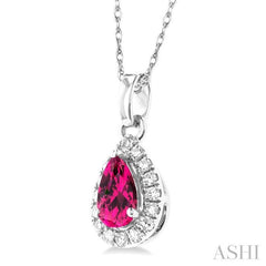 ASHI Pear Shape Gemstone & Halo Diamond Pendant 58699PPTSPDPTWG-PR