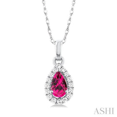 ASHI Pear Shape Gemstone & Halo Diamond Pendant 58699PPTSPDPTWG-PR