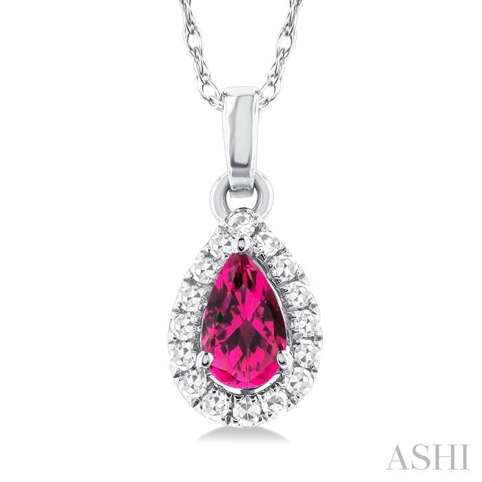 ASHI Pear Shape Gemstone & Halo Diamond Pendant 58699PPTSPDPTWG-PR