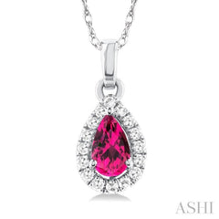 ASHI Pear Shape Gemstone & Halo Diamond Pendant 58699PPTSPDPTWG-PR