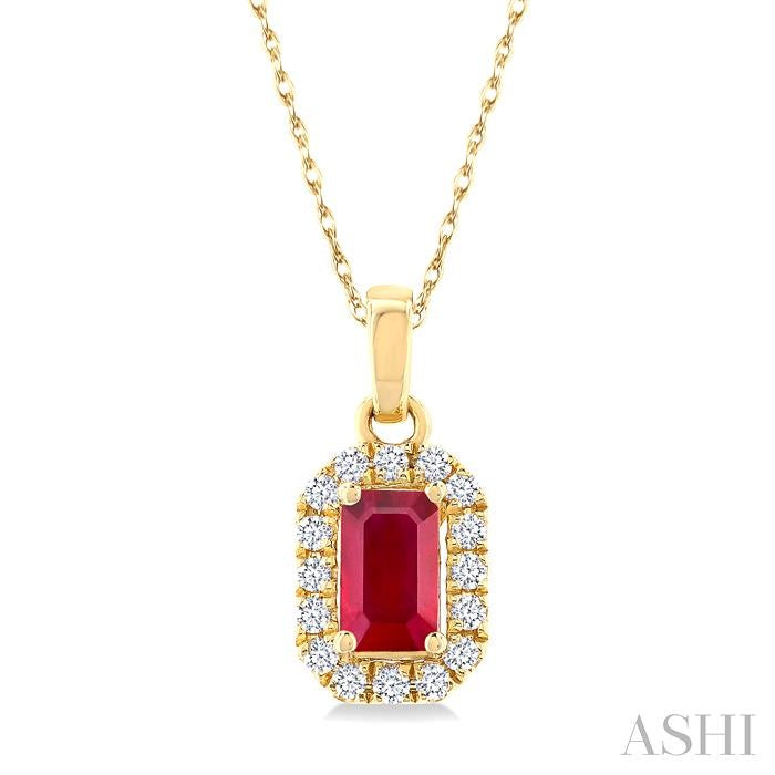 ASHI Emerald Shape Gemstone & Halo Diamond Pendant 58699PPTSPDRBYG-OC