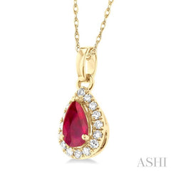 ASHI Pear Shape Gemstone & Halo Diamond Pendant 58699PPTSPDRBYG-PR