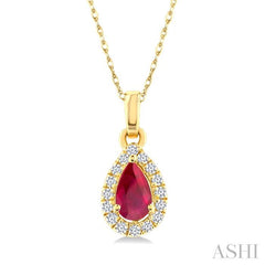 ASHI Pear Shape Gemstone & Halo Diamond Pendant 58699PPTSPDRBYG-PR