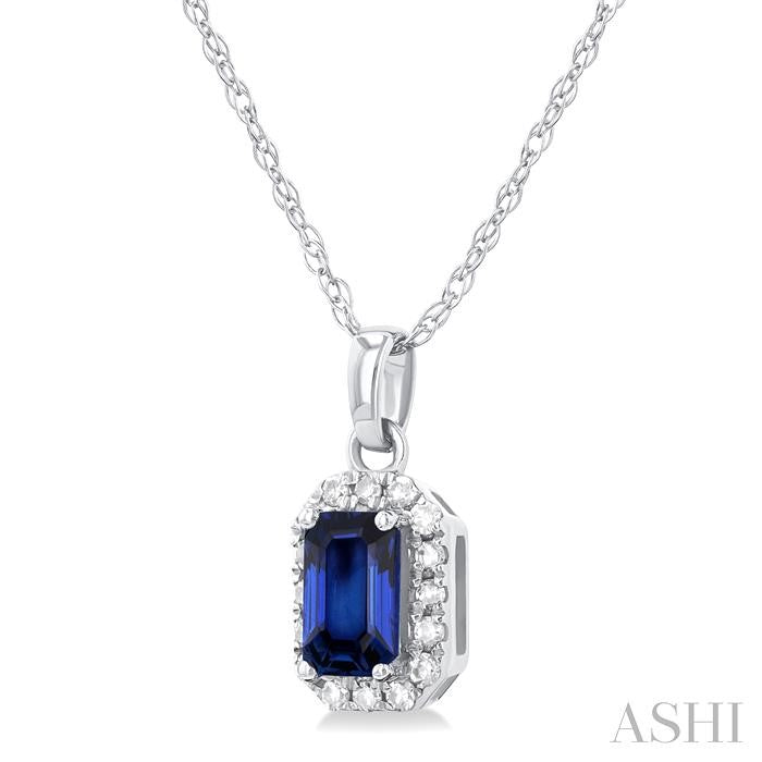 ASHI Emerald Shape Gemstone & Halo Diamond Pendant 58699PPTSPDSPWG-OC