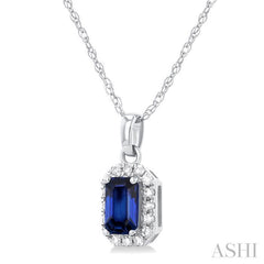 ASHI Emerald Shape Gemstone & Halo Diamond Pendant 58699PPTSPDSPWG-OC