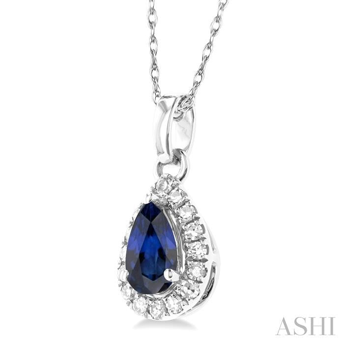 ASHI Pear Shape Gemstone & Halo Diamond Pendant 58699PPTSPDSPWG-PR