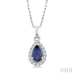 ASHI Pear Shape Gemstone & Halo Diamond Pendant 58699PPTSPDSPWG-PR