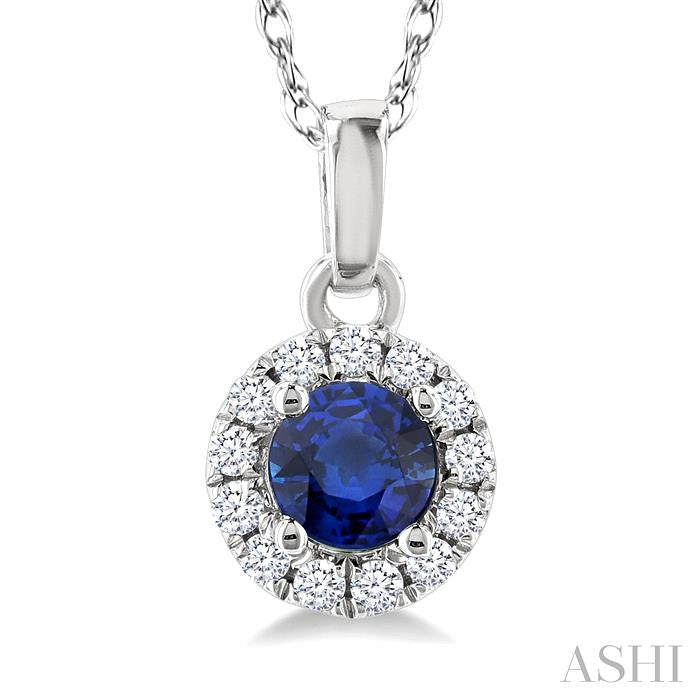 ASHI Round Shape Gemstone & Halo Diamond Pendant 58699PPTSPDSPWG-RD