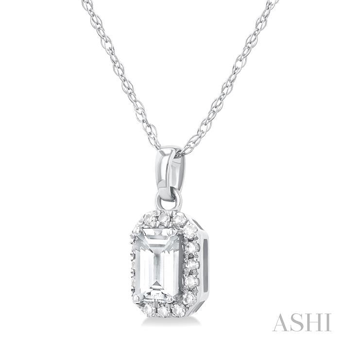 ASHI Emerald Shape Gemstone & Halo Diamond Pendant 58699PPTSPDWTWG-OC