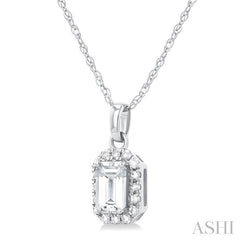 ASHI Emerald Shape Gemstone & Halo Diamond Pendant 58699PPTSPDWTWG-OC