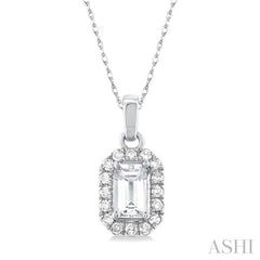 ASHI Emerald Shape Gemstone & Halo Diamond Pendant 58699PPTSPDWTWG-OC