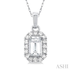 ASHI Emerald Shape Gemstone & Halo Diamond Pendant 58699PPTSPDWTWG-OC