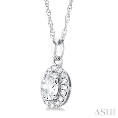 ASHI Oval Shape Gemstone & Halo Diamond Pendant 58699PPTSPDWTWG-OV