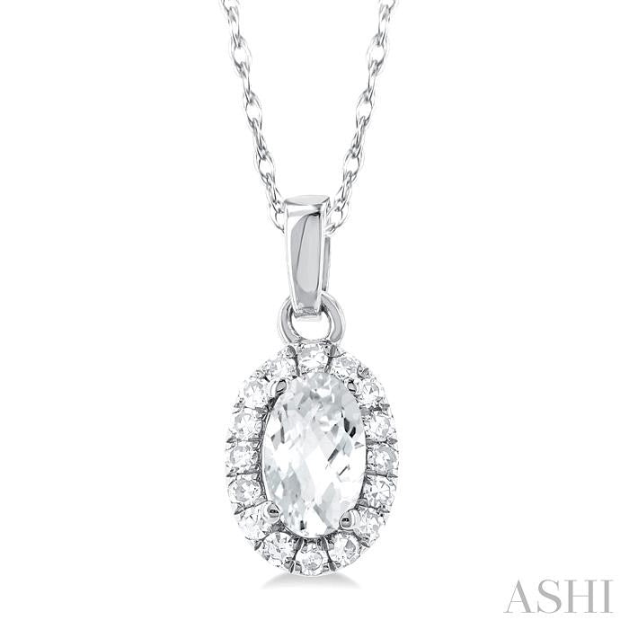 ASHI Oval Shape Gemstone & Halo Diamond Pendant 58699PPTSPDWTWG-OV