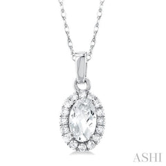 ASHI Oval Shape Gemstone & Halo Diamond Pendant 58699PPTSPDWTWG-OV