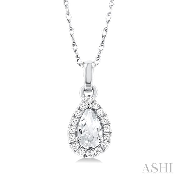 ASHI Pear Shape Gemstone & Halo Diamond Pendant 58699PPTSPDWTWG-PR