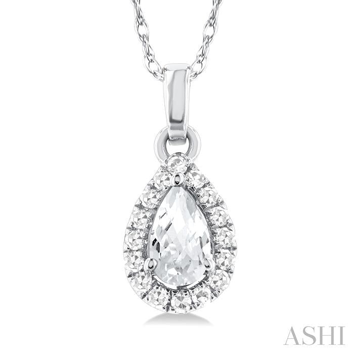 ASHI Pear Shape Gemstone & Halo Diamond Pendant 58699PPTSPDWTWG-PR