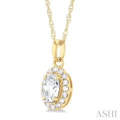 ASHI Oval Shape Gemstone & Halo Diamond Pendant 58699PPTSPDWTYG-OV