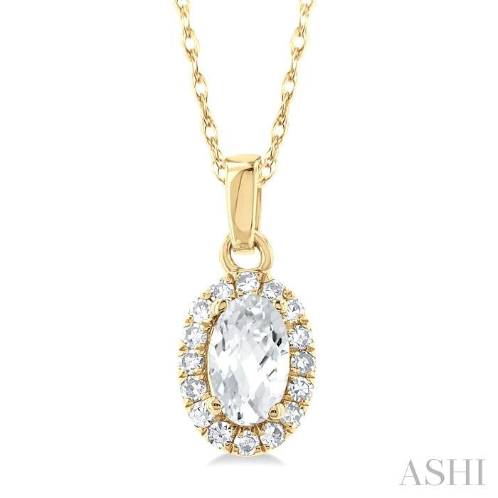 ASHI Oval Shape Gemstone & Halo Diamond Pendant 58699PPTSPDWTYG-OV