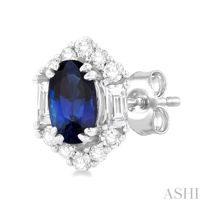 ASHI Oval Shape Gemstone & Halo Diamond Earrings 58705PPTGERSPWG