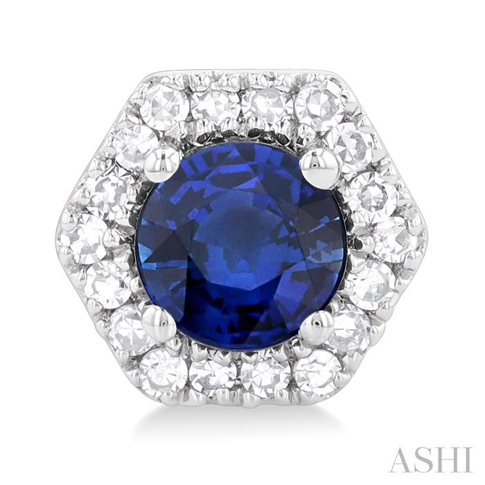 ASHI Round Shape Gemstone & Halo Diamond Earrings 58718PPTSERSPWG