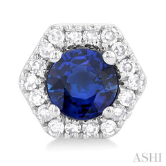 ASHI Round Shape Gemstone & Halo Diamond Earrings 58718PPTSERSPWG