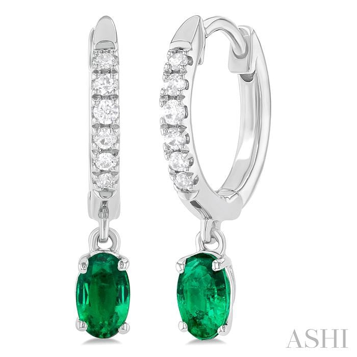 ASHI Oval Shape Gemstone & Petite Diamond Huggie Fashion Earrings 58728PPTSEREMWG-OV