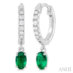 ASHI Oval Shape Gemstone & Petite Diamond Huggie Fashion Earrings 58728PPTSEREMWG-OV