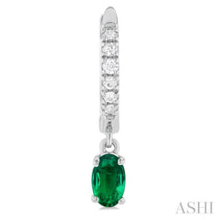 ASHI Oval Shape Gemstone & Petite Diamond Huggie Fashion Earrings 58728PPTSEREMWG-OV