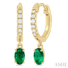 ASHI Oval Shape Gemstone & Petite Diamond Huggie Fashion Earrings 58728PPTSEREMYG-OV