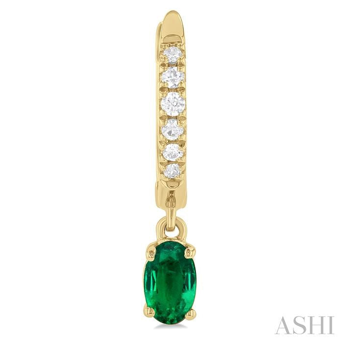 ASHI Oval Shape Gemstone & Petite Diamond Huggie Fashion Earrings 58728PPTSEREMYG-OV