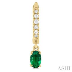ASHI Oval Shape Gemstone & Petite Diamond Huggie Fashion Earrings 58728PPTSEREMYG-OV