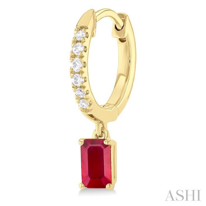 ASHI Emerald Shape Gemstone & Petite Diamond Huggie Fashion Earrings 58728PPTSERRBYG-OC