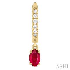 ASHI Oval Shape Gemstone & Petite Diamond Huggie Fashion Earrings 58728PPTSERRBYG-OV