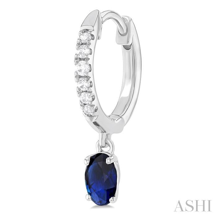 ASHI Oval Shape Gemstone & Petite Diamond Huggie Fashion Earrings 58728PPTSERSPWG-OV